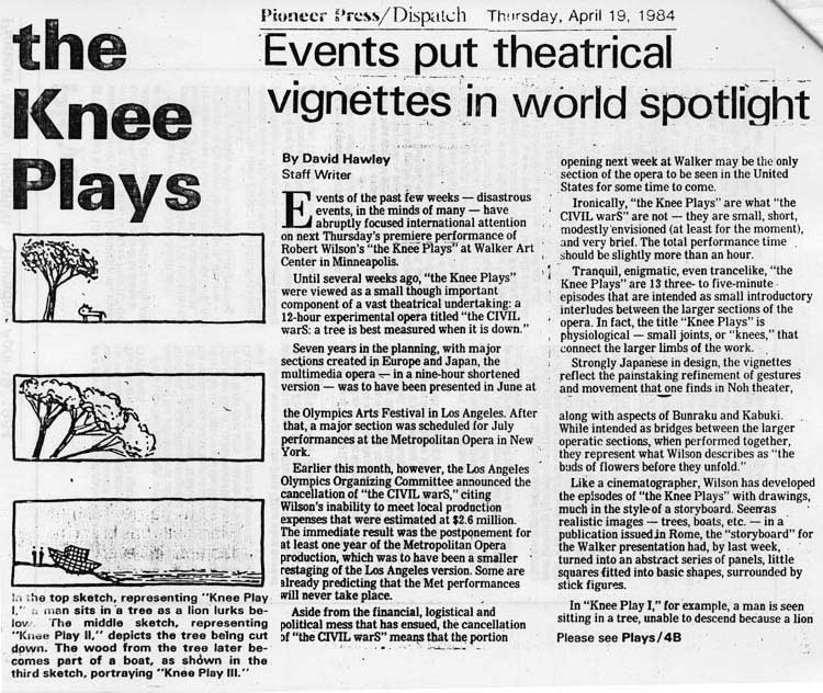 Events put theatrical vignettes in world spotlight, April 19, 1984