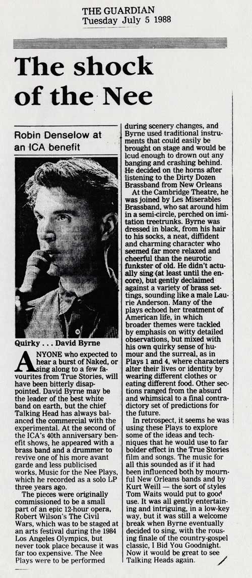 The shock of the Nee, The Guardian, July 5, 1988